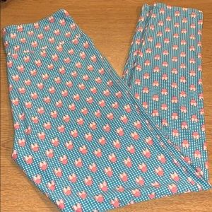 Lularoe Teal Pink Minnie Mouse Disney Leggings OS